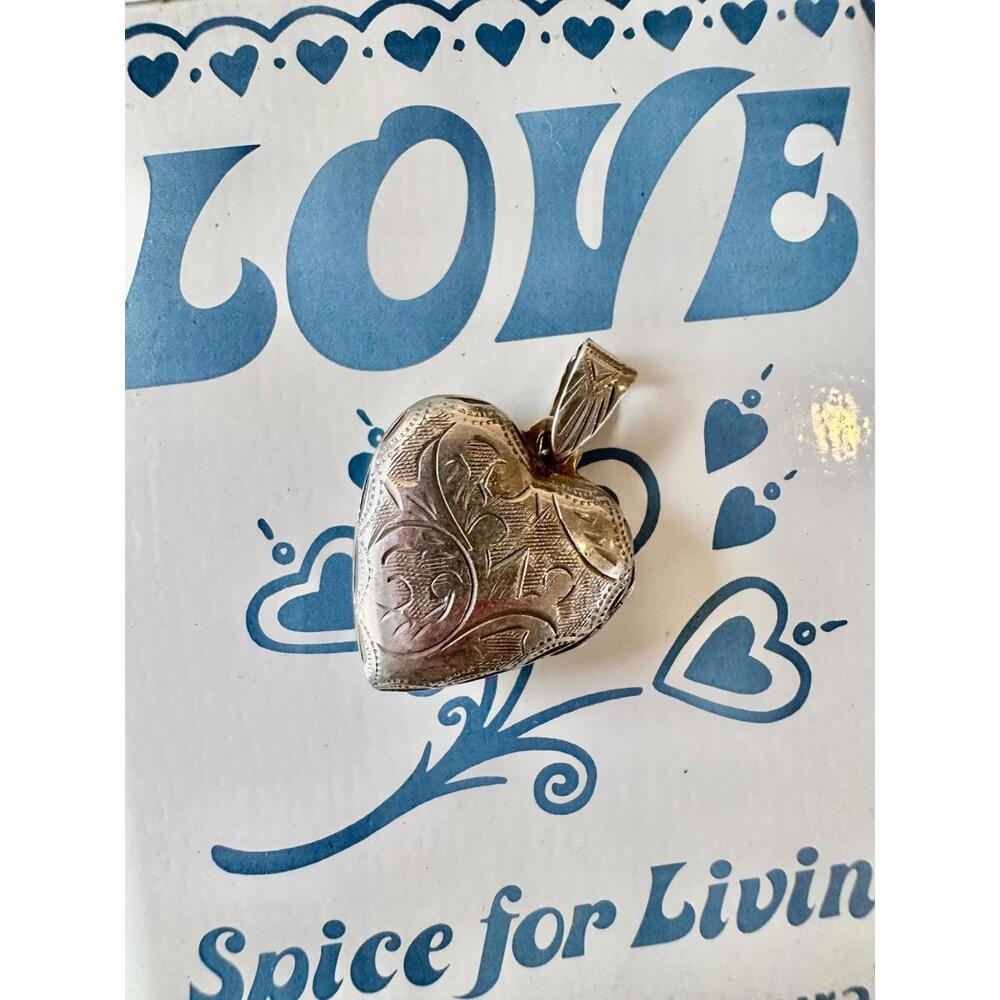 Vintage Heart Shaped Sterling Silver Locket Pendant